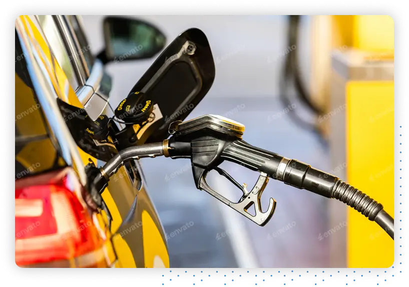 Yellow Car refueling at Fuel Pump